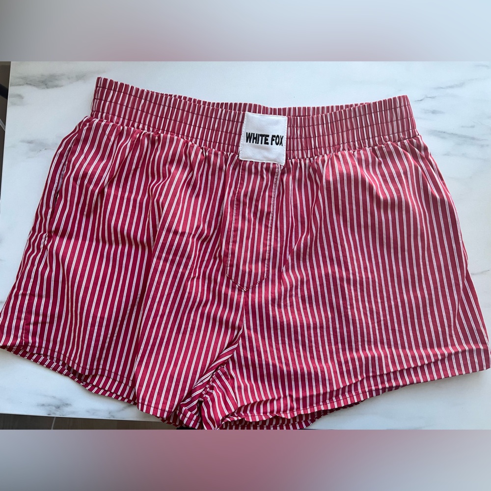 White Fox Red Striped Shorts